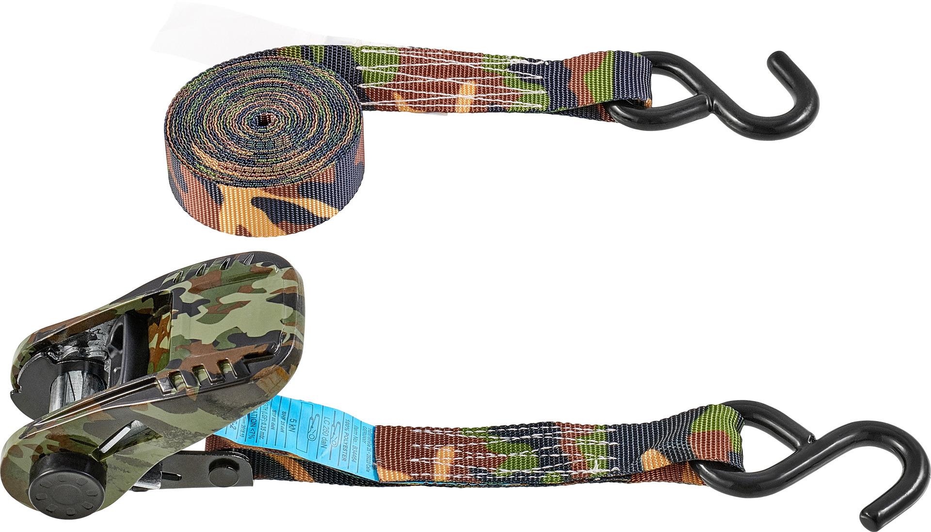 Zurrgurt-Set Camouflage 2-teilig, 4,5mx25mm 1 Zurrgurt-Set Camouflage 2-teilig, 4,5mx25mm