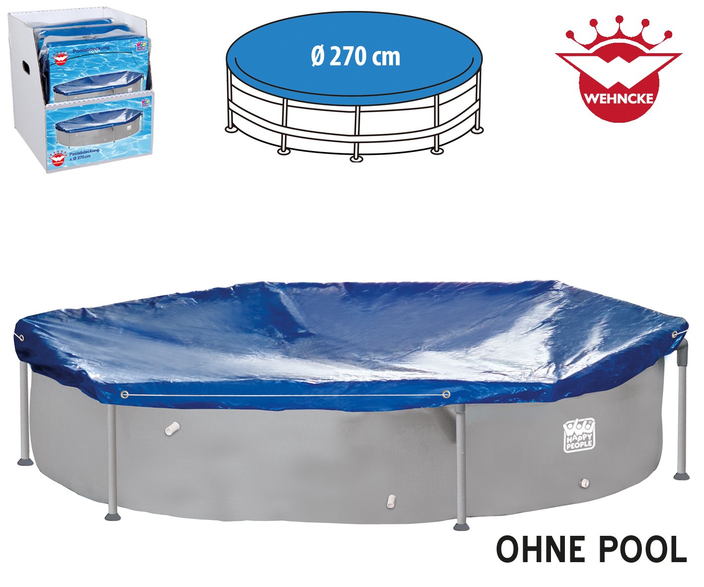 Poolabdeckung mit Gummizug, blau 1 Poolabdeckung mit Gummizug, blau