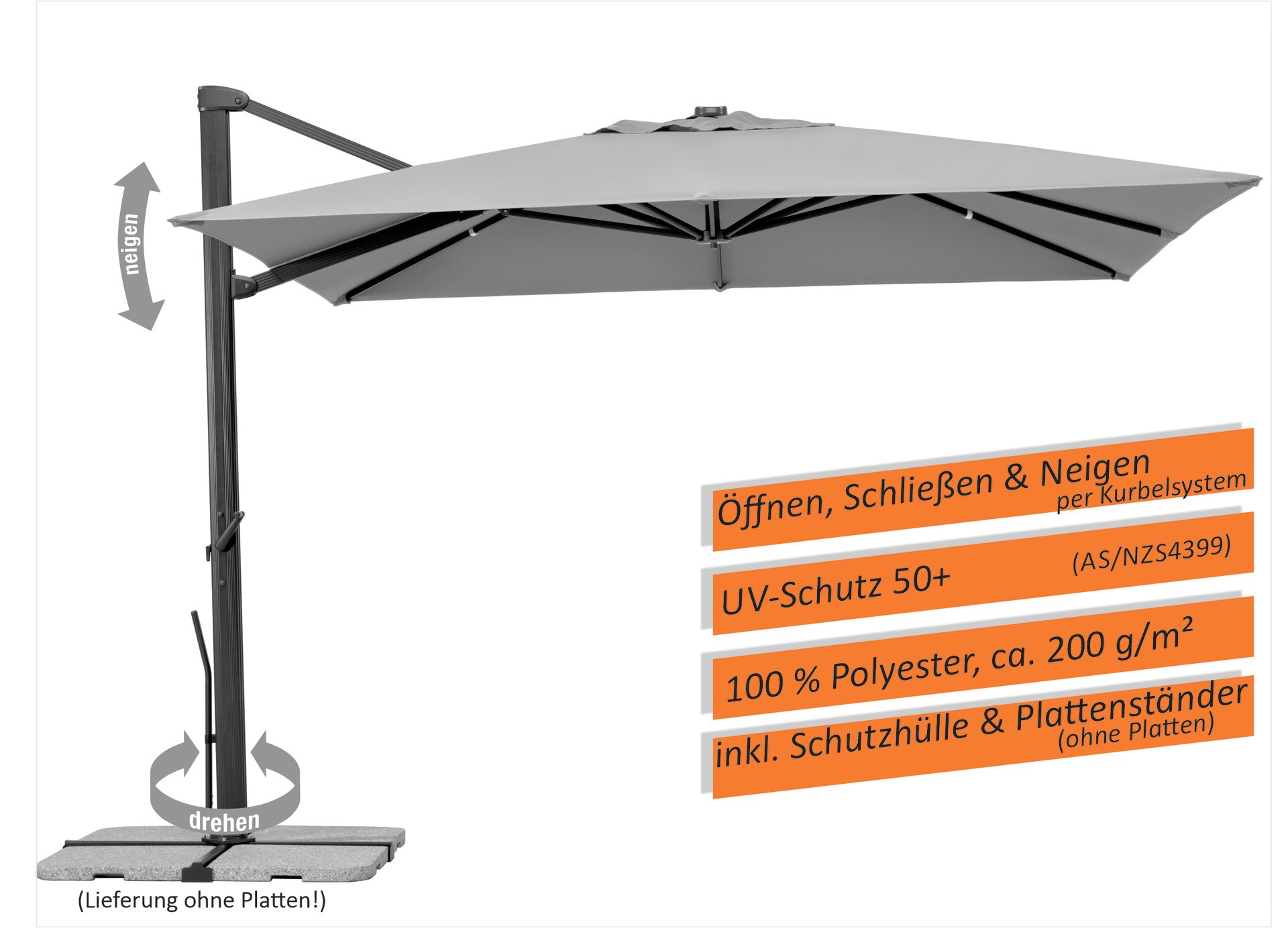 Ampelschirm Rhodos Smart 300x300cm 1 Ampelschirm Rhodos Smart 300x300cm