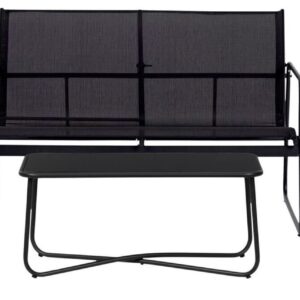 Lounge-Set 4-teilig, schwarz, Metall