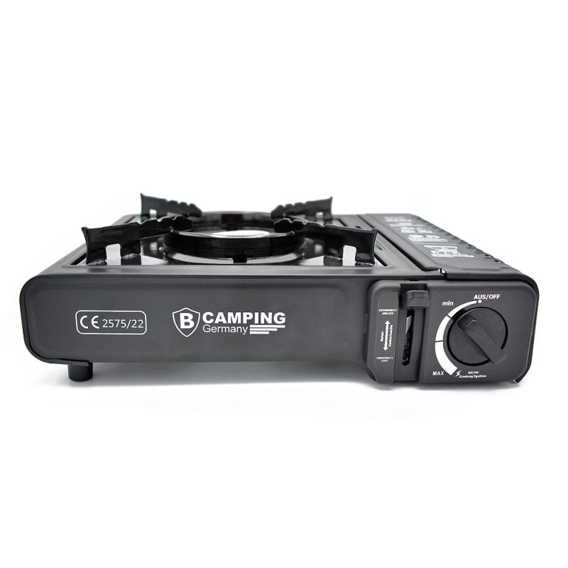 Gaskocher mit zusätzlicher Sicherheits-Platte 1 Gaskocher mit zusätzlicher Sicherheits-Platte