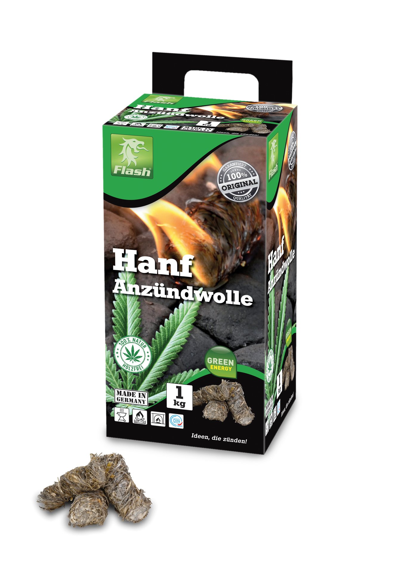 FLASH Hanf-Anzündwolle 1kg 1 FLASH Hanf-Anzündwolle 1kg