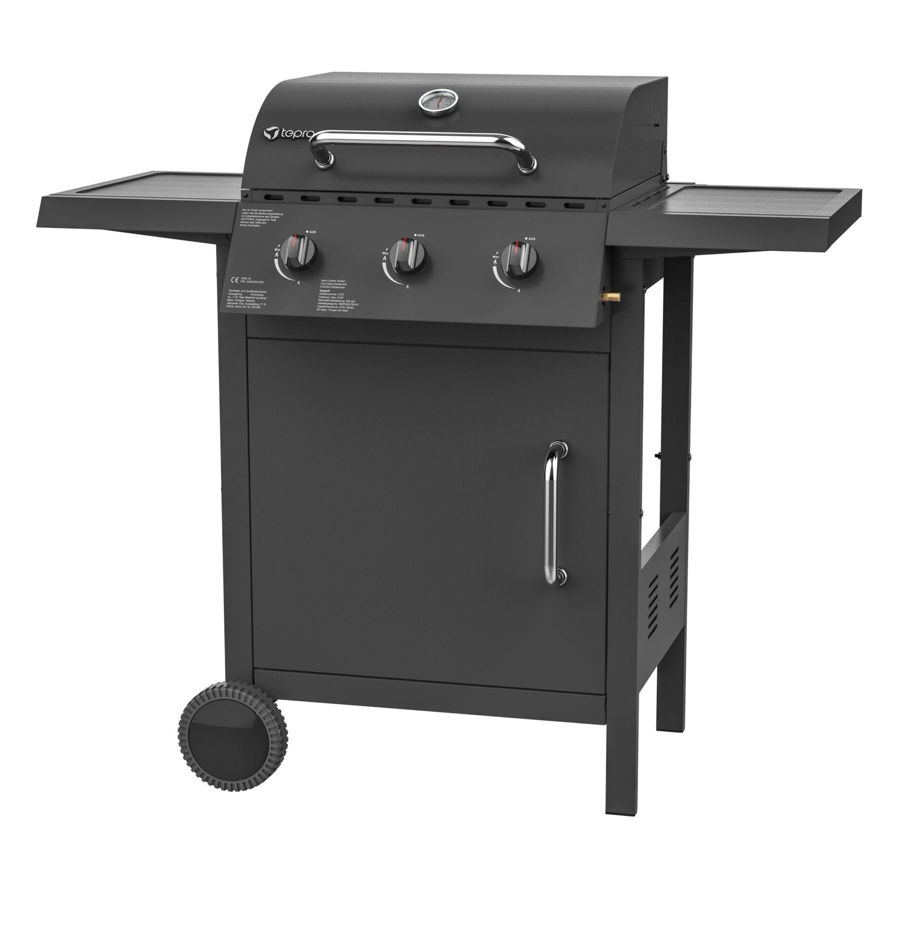tepro Gasgrill Tulsa, 3 Brenner, schwarz 1 tepro Gasgrill Tulsa, 3 Brenner, schwarz