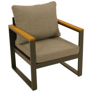 Diningsessel Aluminium anthrazit + Akazie, Polster grau