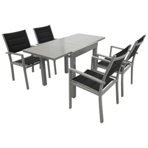 Garnitur 5-teilig, Aluminium, Kunstgewebe schwarz