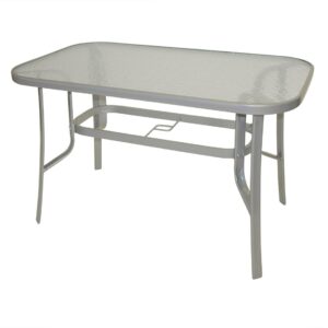 Tisch Stahl/Glas 70x120cm silber