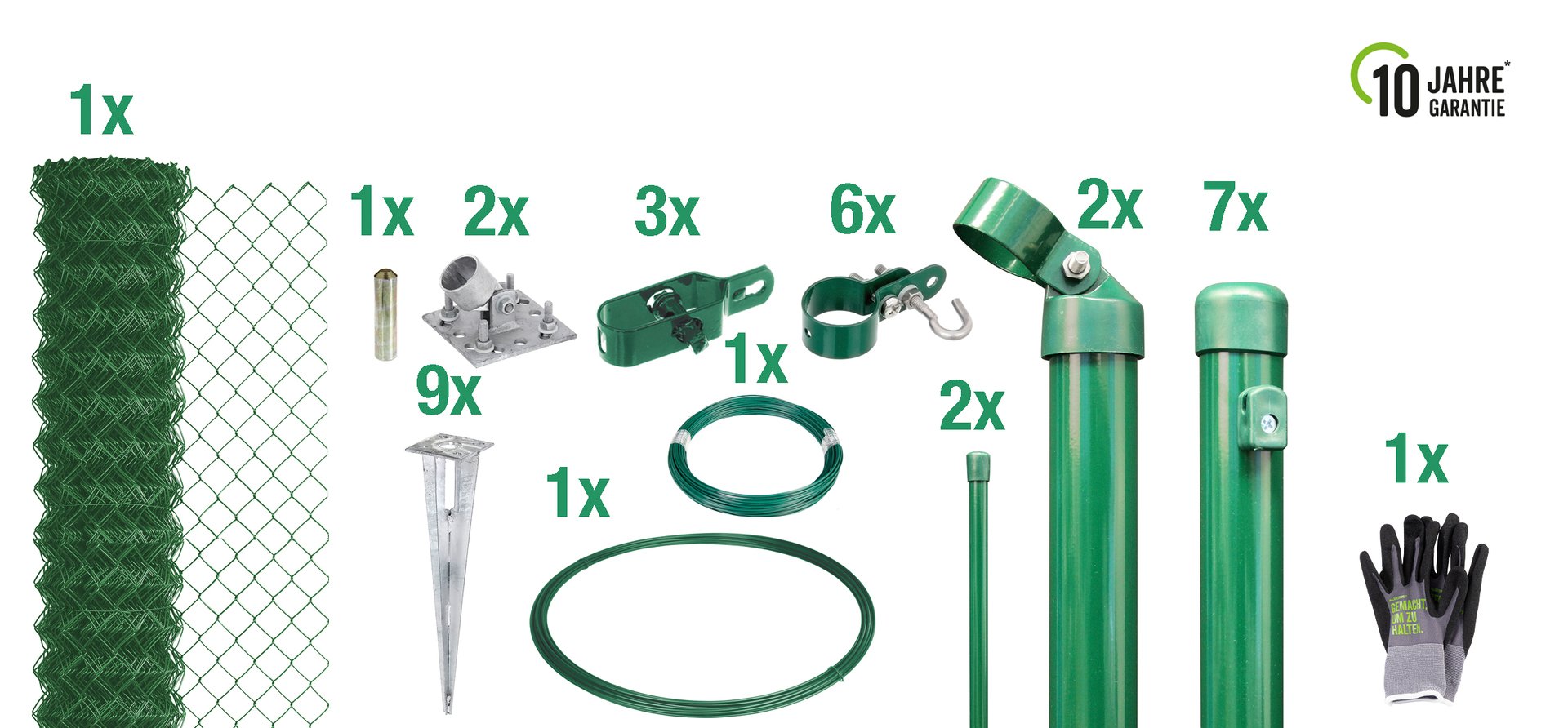 Set Maschendrahtzaun grün inkl. Handschuh 1 Set Maschendrahtzaun grün inkl. Handschuh