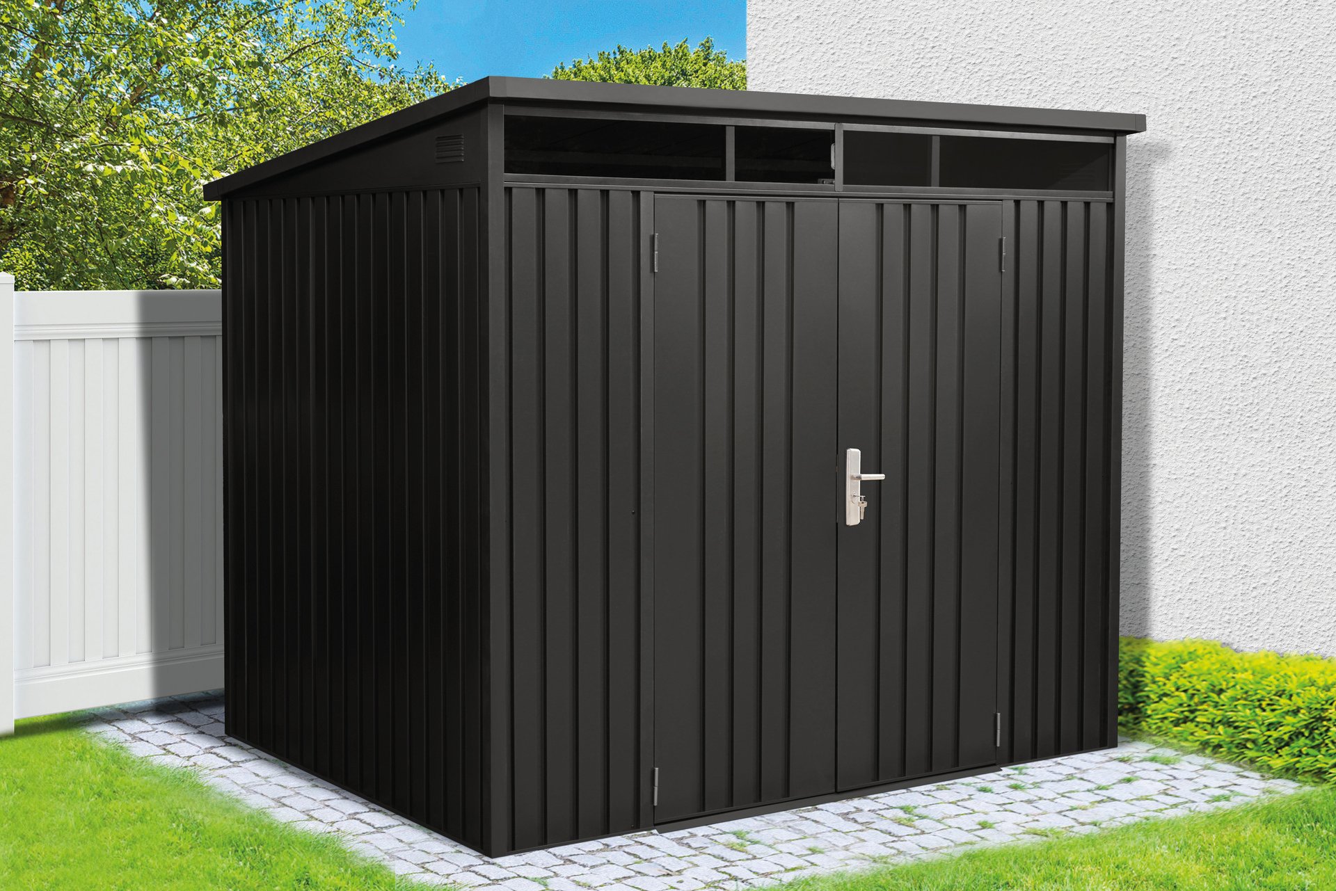 Premium Geräte-Pultdachhaus anthrazit 1 Premium Geräte-Pultdachhaus anthrazit