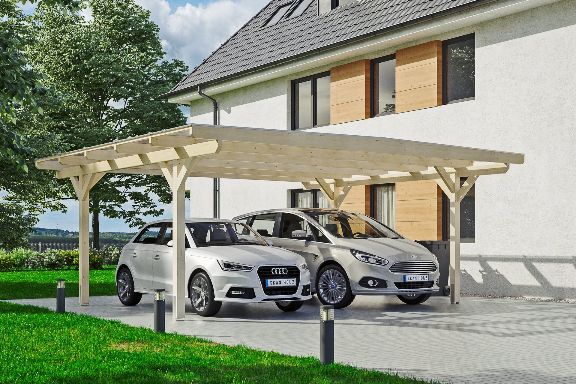 Carport Odenwald gerade Kopfbänder 1 Carport Odenwald gerade Kopfbänder