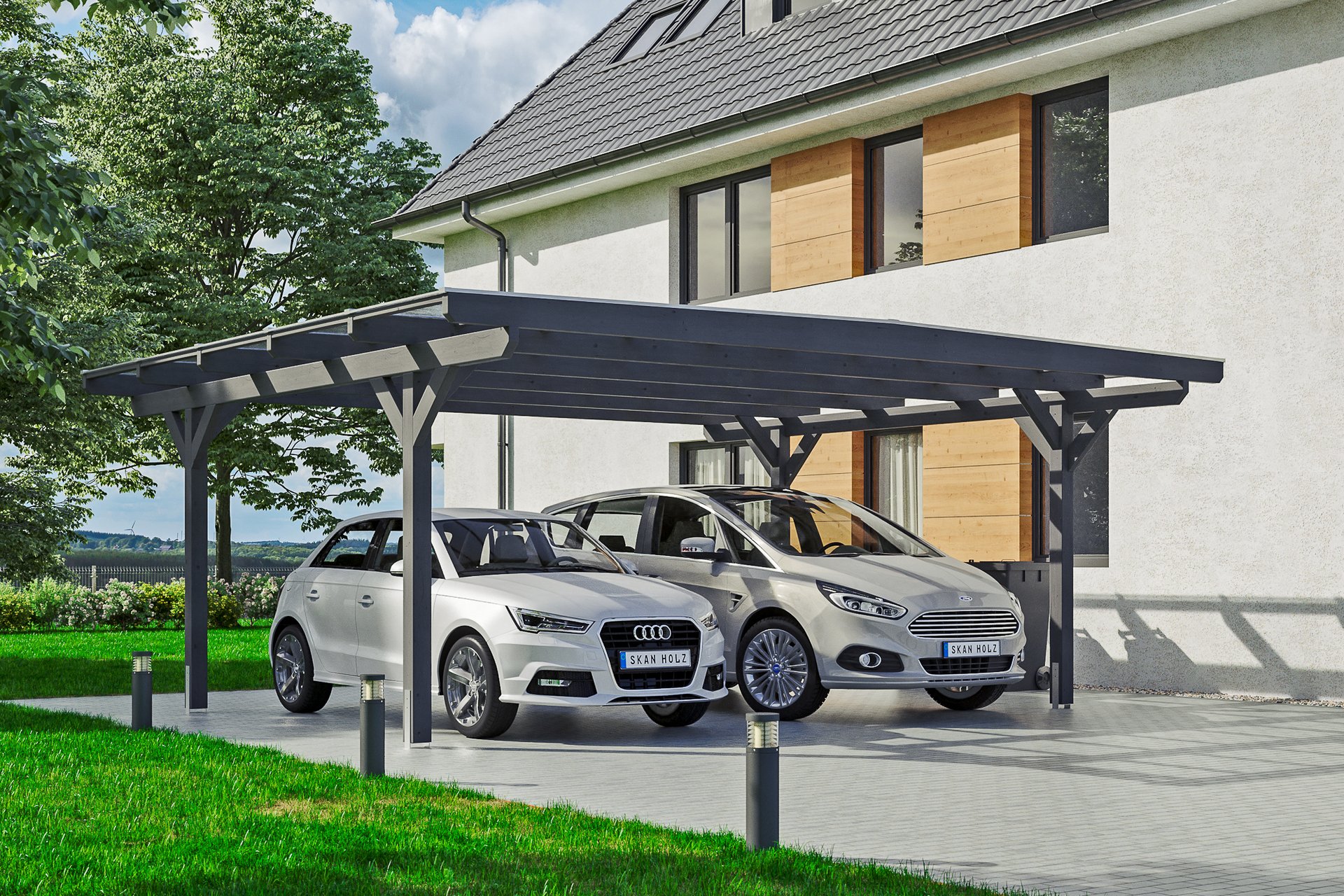 Carport Odenwald gerade Kopfbänder 1 Carport Odenwald gerade Kopfbänder