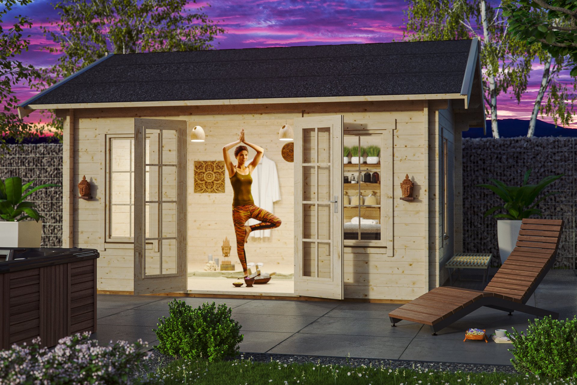 Freizeithaus Lugano 2, 45plus Basishaus 420 x 380cm natur 1 Freizeithaus Lugano 2, 45plus Basishaus 420 x 380cm natur