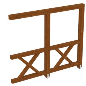 Seitenwand Andreaskreuz, Wandanbau Fichte