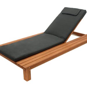 Gartenliege Eukalyptus geölt, mit Auflage dunkelgrau