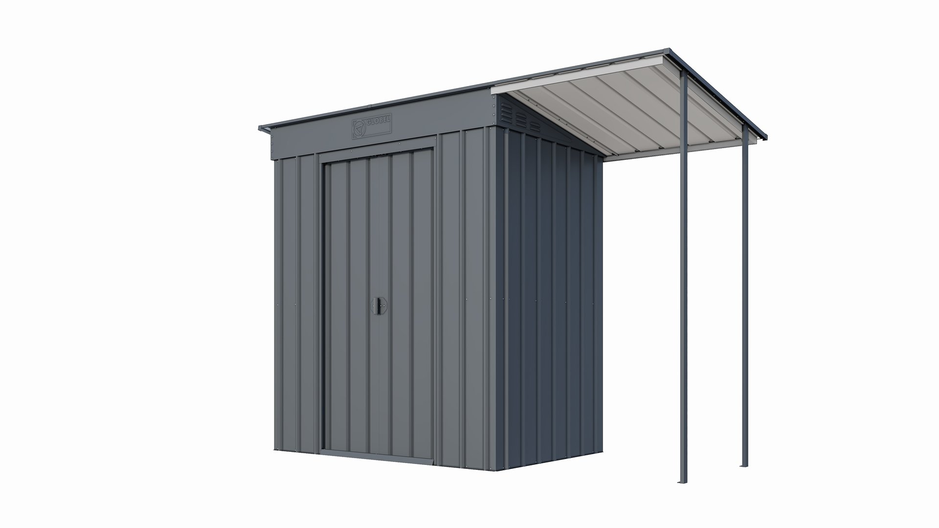 Metallgerätehaus Pultdach Skillion 64, anthrazit inkl Schleppdach 1 Metallgerätehaus Pultdach Skillion 64, anthrazit inkl Schleppdach