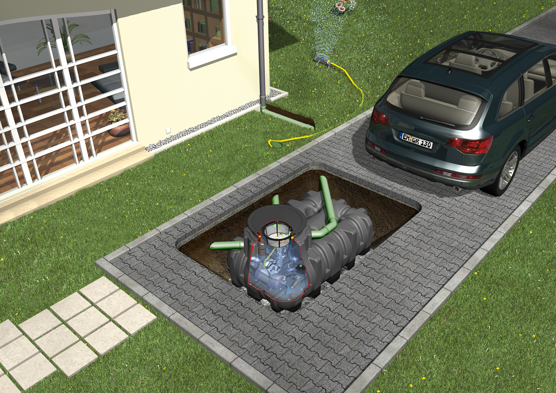 Flachtank Platin-Paket Garten-Komfort, PKW-befahrbar 1 Flachtank Platin-Paket Garten-Komfort, PKW-befahrbar