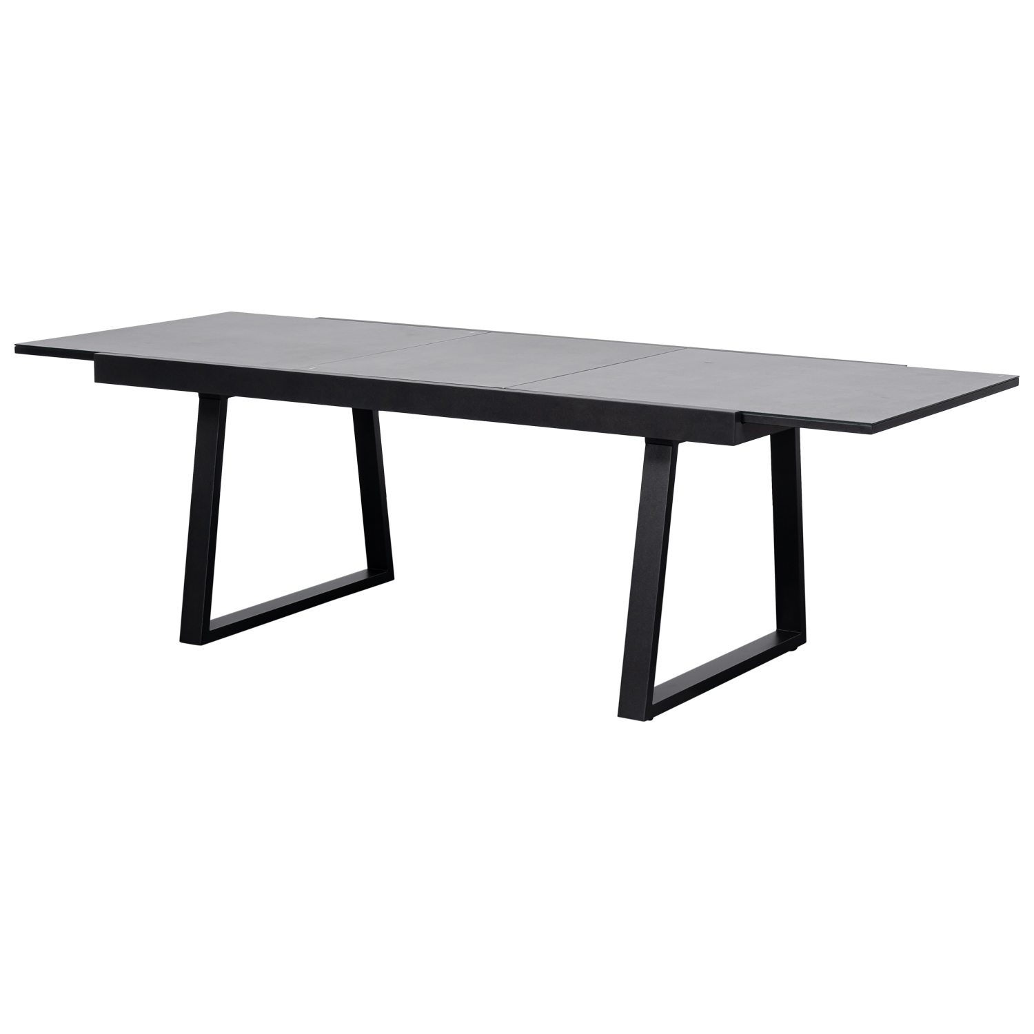 Ausziehtisch 180/240x100cm mit Kufengestell, Alu anthrazit + Glas in Keramikoptik 1 Ausziehtisch 180/240x100cm mit Kufengestell, Alu anthrazit + Glas in Keramikoptik