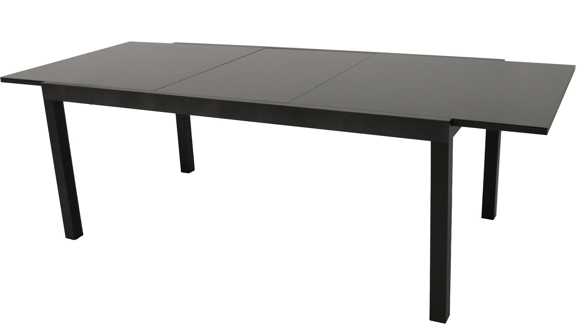 Ausziehtisch 180/240x100cm, Aluminium anthrazit + Glas schwarz 1 Ausziehtisch 180/240x100cm, Aluminium anthrazit + Glas schwarz