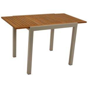 Ausziehtisch Alu silbergrau + Akazie, 80/120x70cm