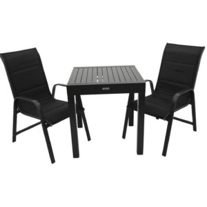 Garnitur 3-teilig, Aluminium, Kunstgewebe schwarz