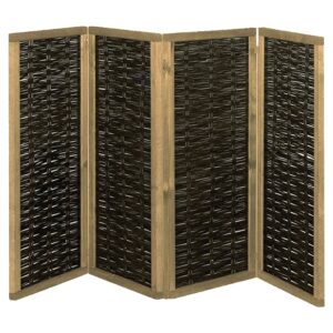 PAULINA Paravent aus Weide 4-teilig mit Scharnieren
