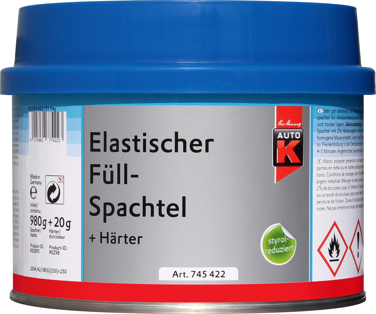 Auto-K ELASTISCHER FÜLLSPACHTEL 1000G 1 Auto-K ELASTISCHER FÜLLSPACHTEL 1000G