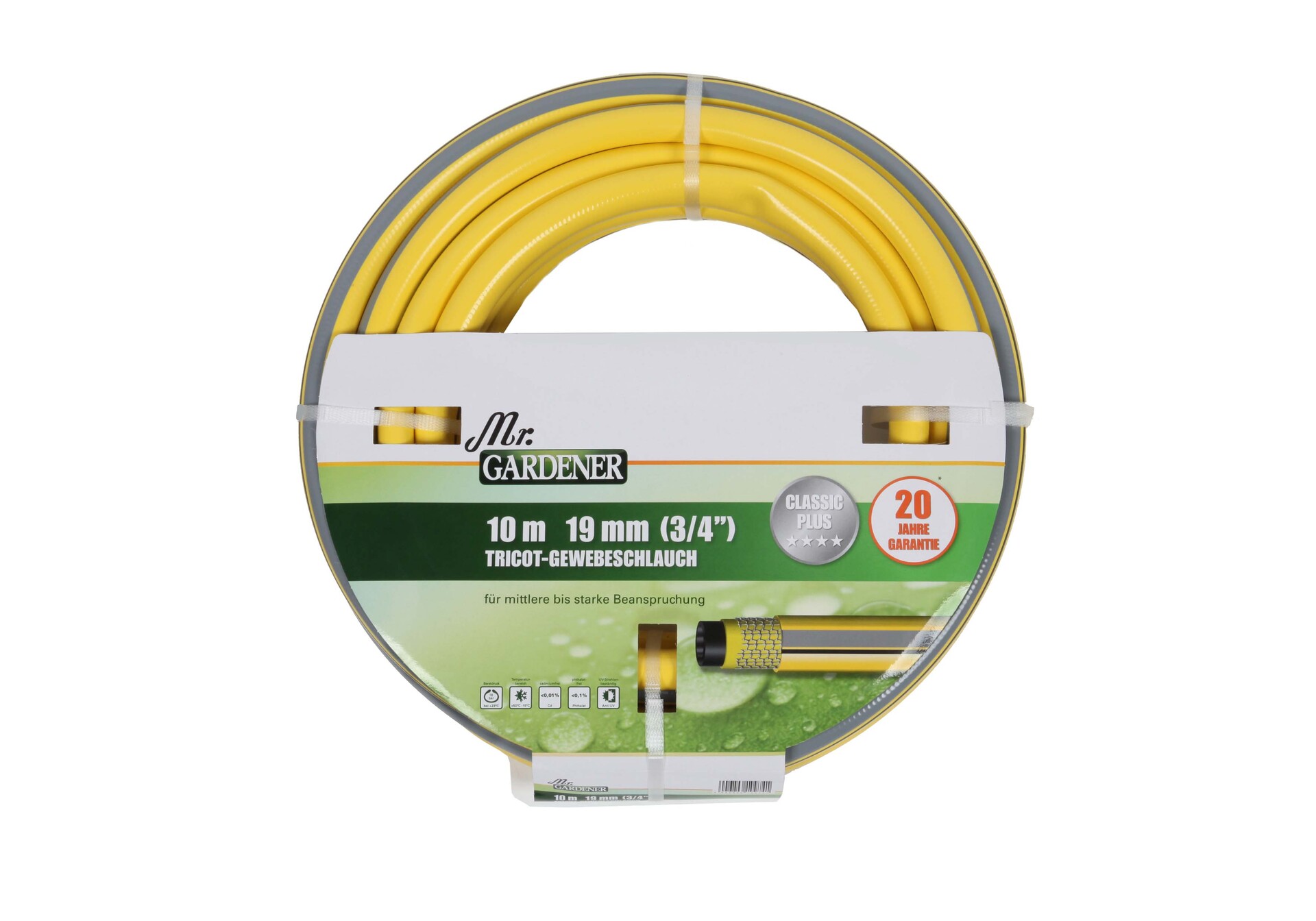 Tricotgewebe-Gartenschlauch Classic Plus gelb/schwarz 1 Tricotgewebe-Gartenschlauch Classic Plus gelb/schwarz