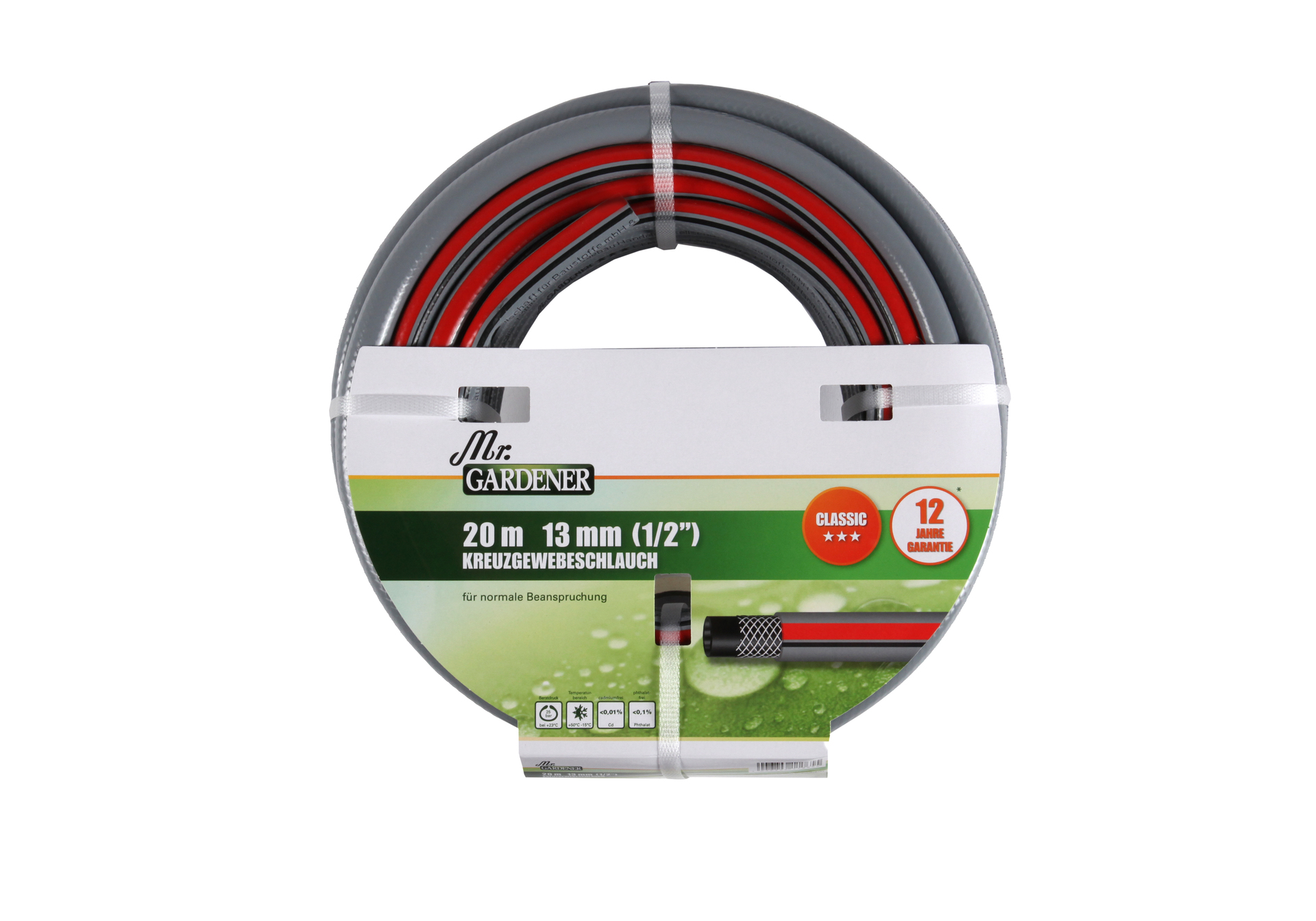 Kreuzgewebe-Gartenschlauch Classic rot/schwarz 1 Kreuzgewebe-Gartenschlauch Classic rot/schwarz