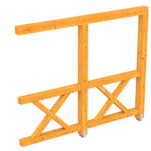 Seitenwand Andreaskreuz, Wandanbau Fichte