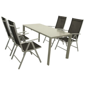 Garnitur 5-teilig, Ausziehtisch, Aluminium/Textillene
