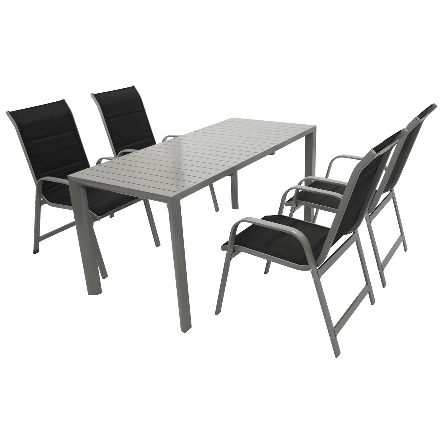 2756020 garnitur 5 teilig aluminium kunstgewebe schwarz