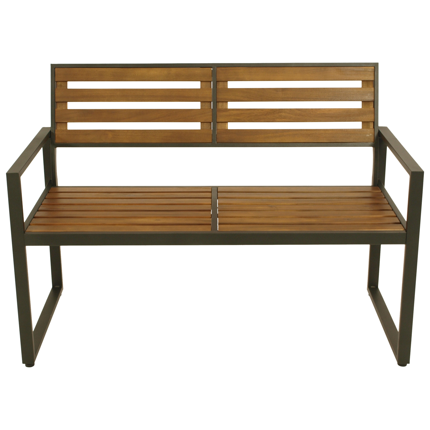 Gartenbank 2-sitzer Stahl anthrazit + Akazie 1 Gartenbank 2-sitzer Stahl anthrazit + Akazie