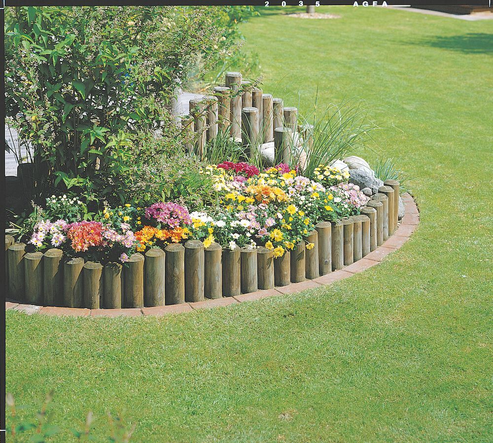 Nadelholz-Palisade, gespitzt, kdi. grün 1 Nadelholz-Palisade, gespitzt, kdi. grün