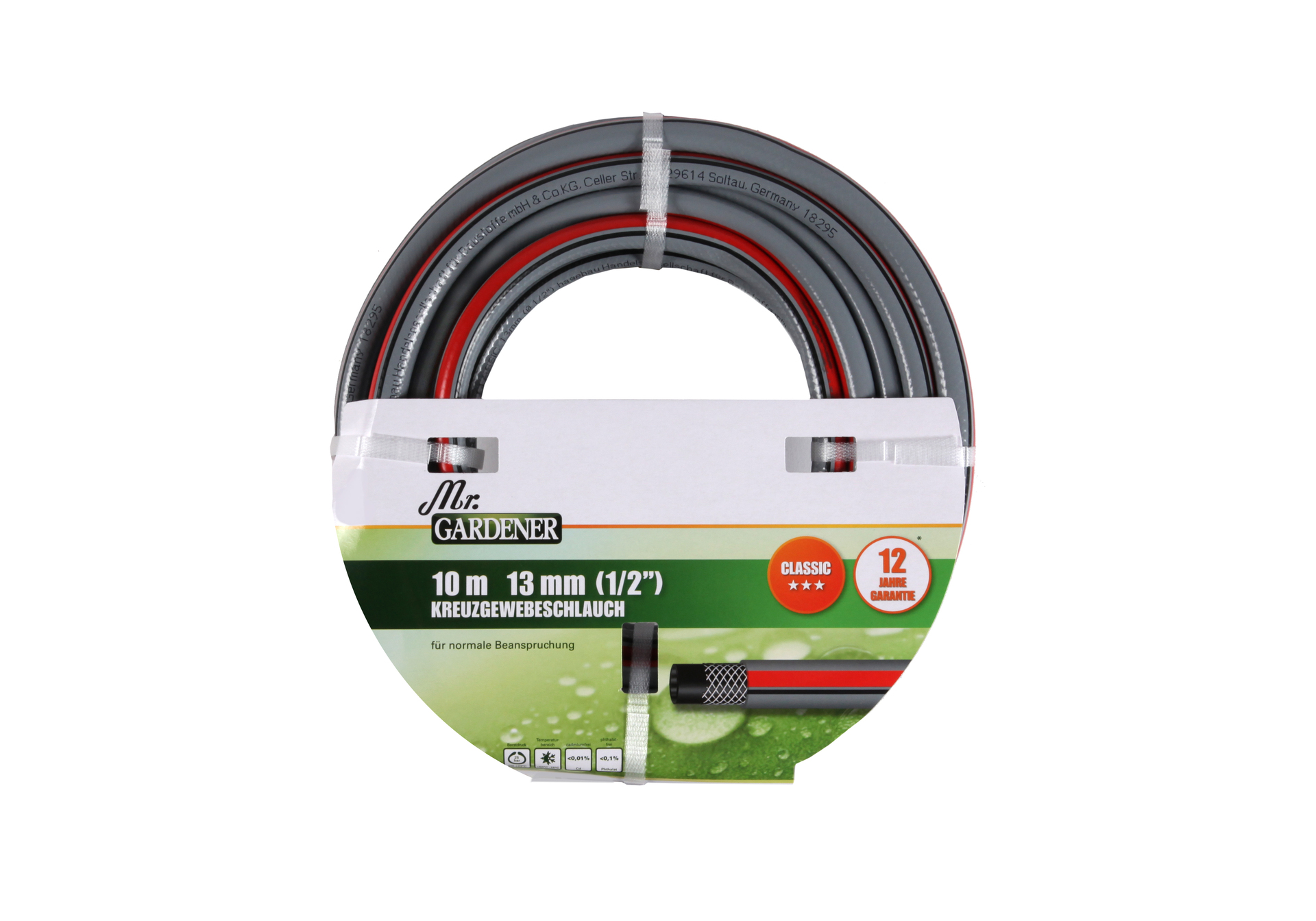 Kreuzgewebe-Gartenschlauch Classic rot/schwarz 1 Kreuzgewebe-Gartenschlauch Classic rot/schwarz