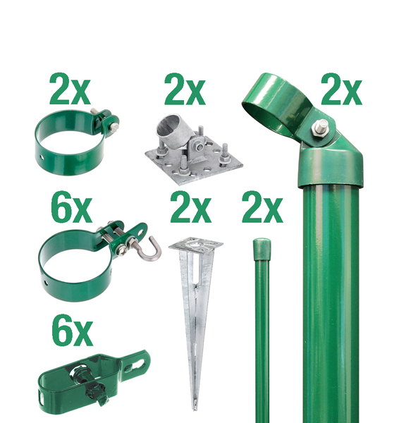Zaunanschluss-Set, 2 seitige Verbindung grün 1 Zaunanschluss-Set, 2 seitige Verbindung grün