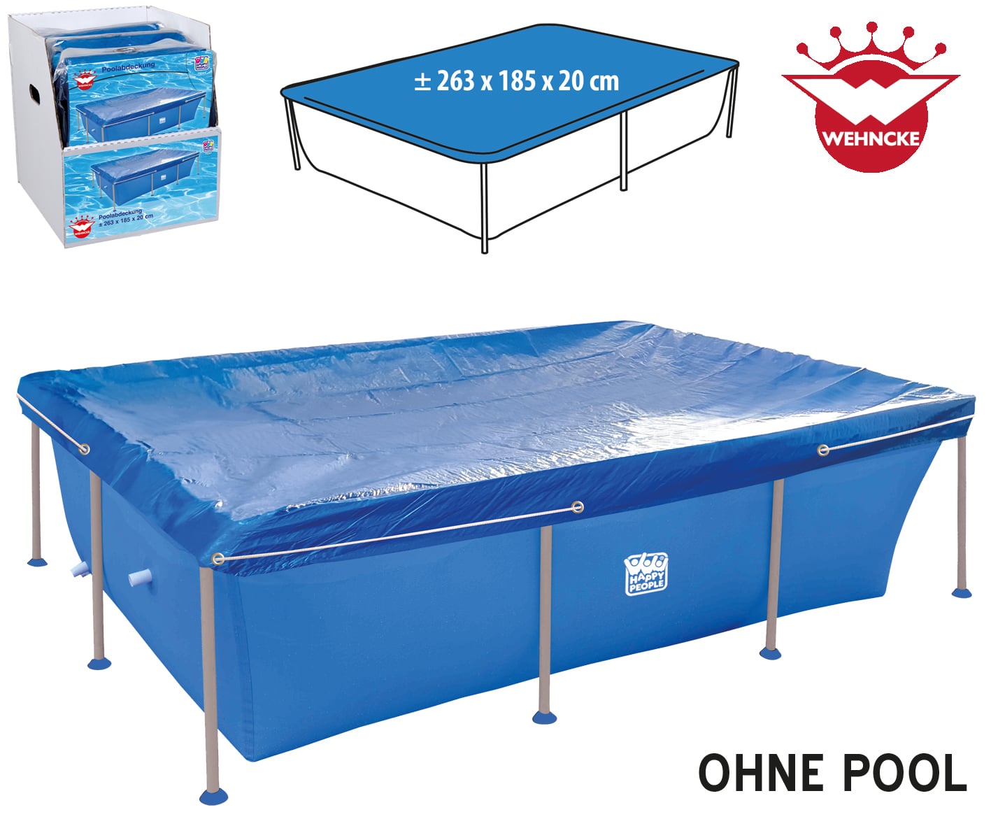 Poolabdeckung mit Gummizug, blau 1 Poolabdeckung mit Gummizug, blau