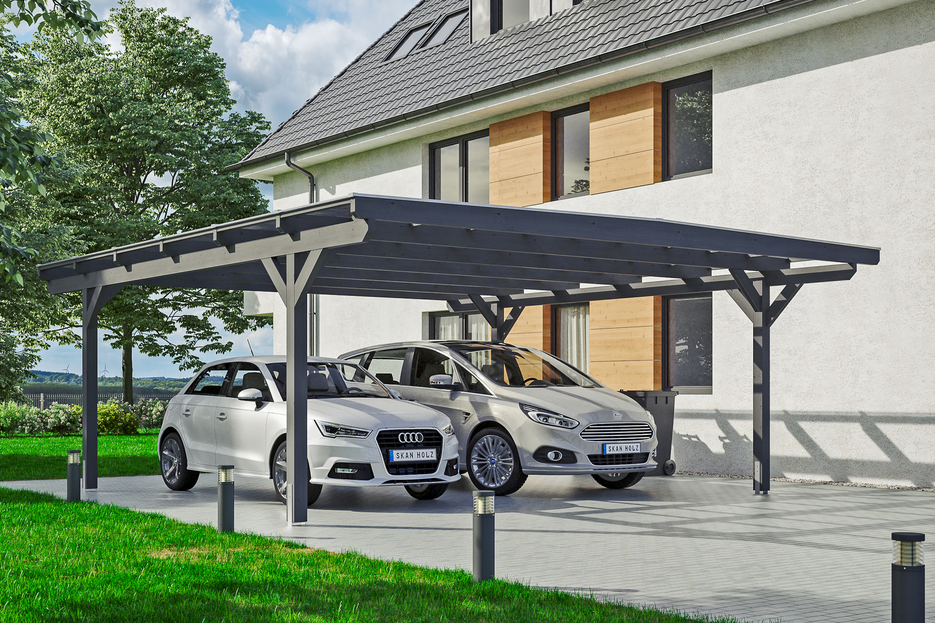 Carport Odenwald gerade Kopfbänder 1 Carport Odenwald gerade Kopfbänder