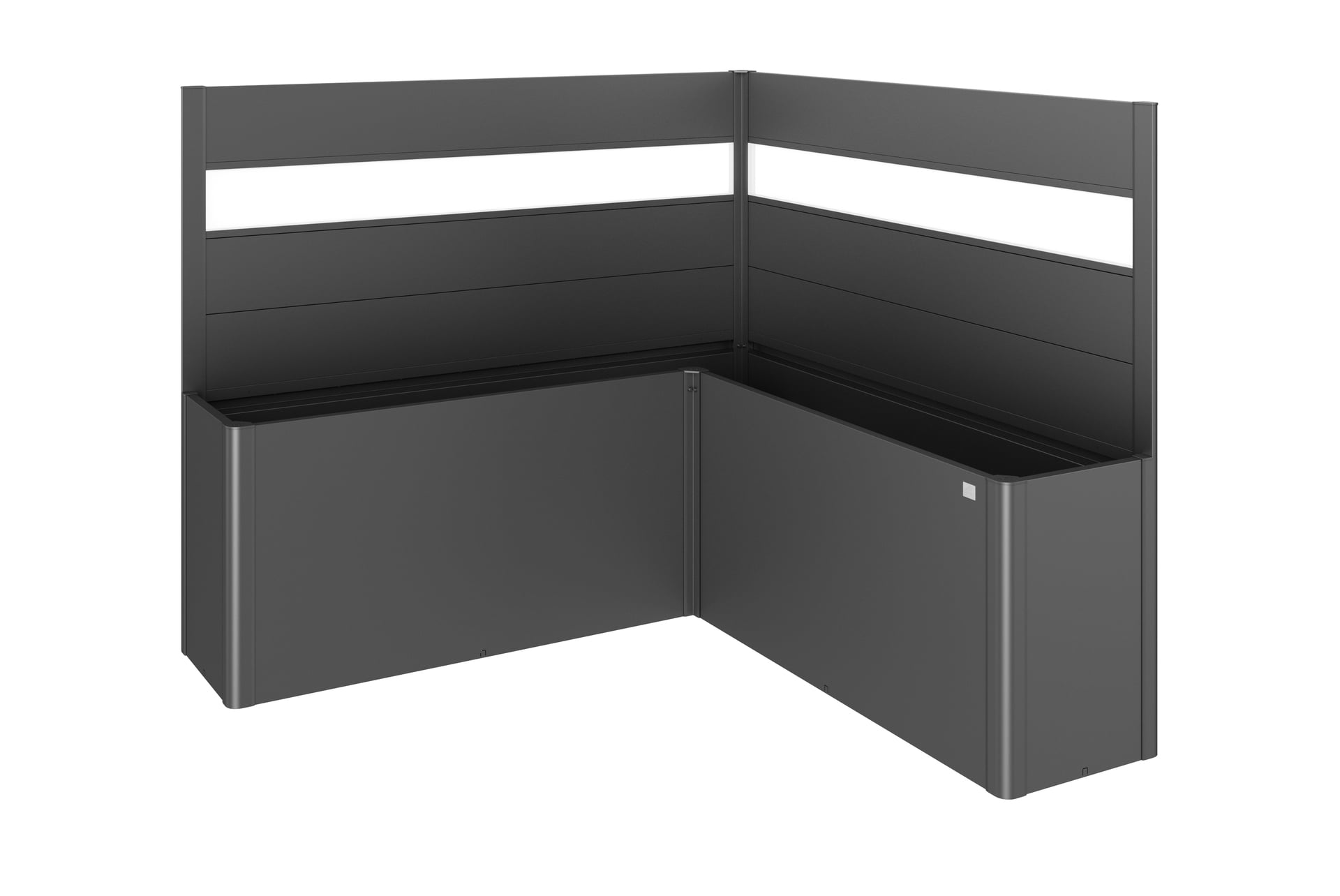 Sichtschutz zu Pflanzbeet Belvedere L-Form mit Acrylglas 1 Sichtschutz zu Pflanzbeet Belvedere L-Form mit Acrylglas