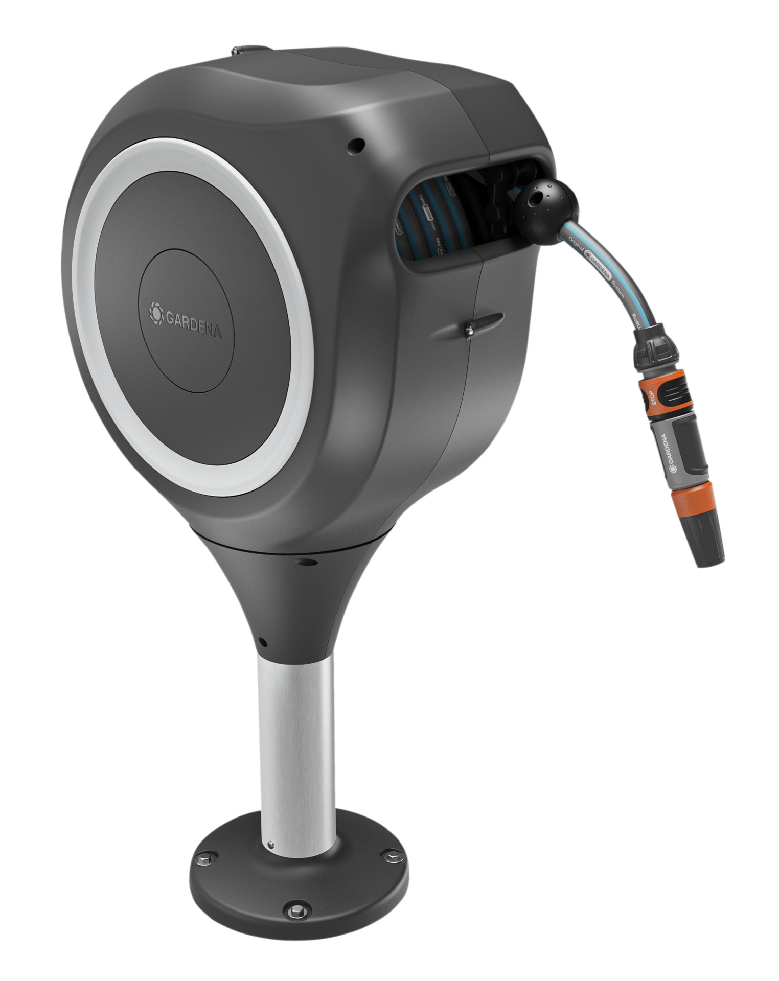 Terrassen-Schlauchbox RollUp S, 15m Schlauch, weiß, automatisches Aufrollen 1 Terrassen-Schlauchbox RollUp S, 15m Schlauch, weiß, automatisches Aufrollen