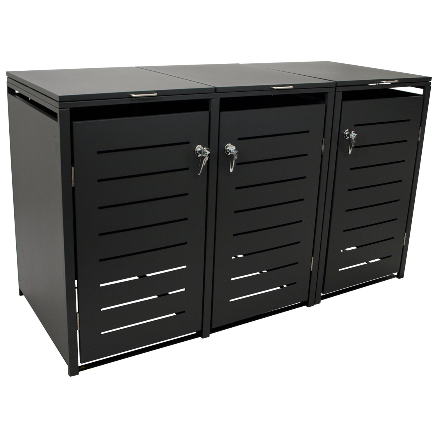 Mülltonnenbox klein 3-er, Stahl verzinkt, anthrazit 1 Mülltonnenbox klein 3-er, Stahl verzinkt, anthrazit