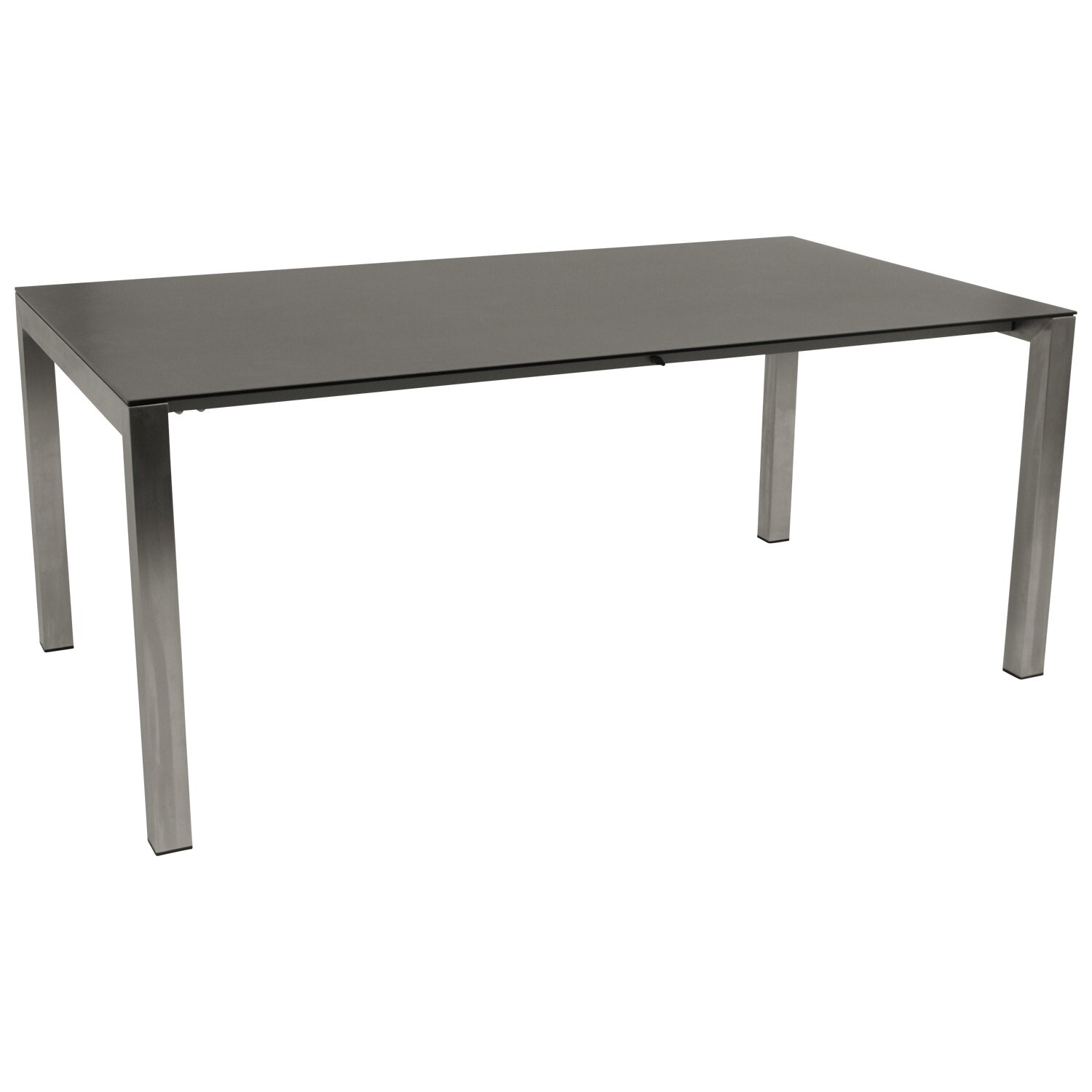 Ausziehtisch 180/240x100cm, Edelstahl poliert + Glas in Keramikoptik dunkelgrau 1 Ausziehtisch 180/240x100cm, Edelstahl poliert + Glas in Keramikoptik dunkelgrau