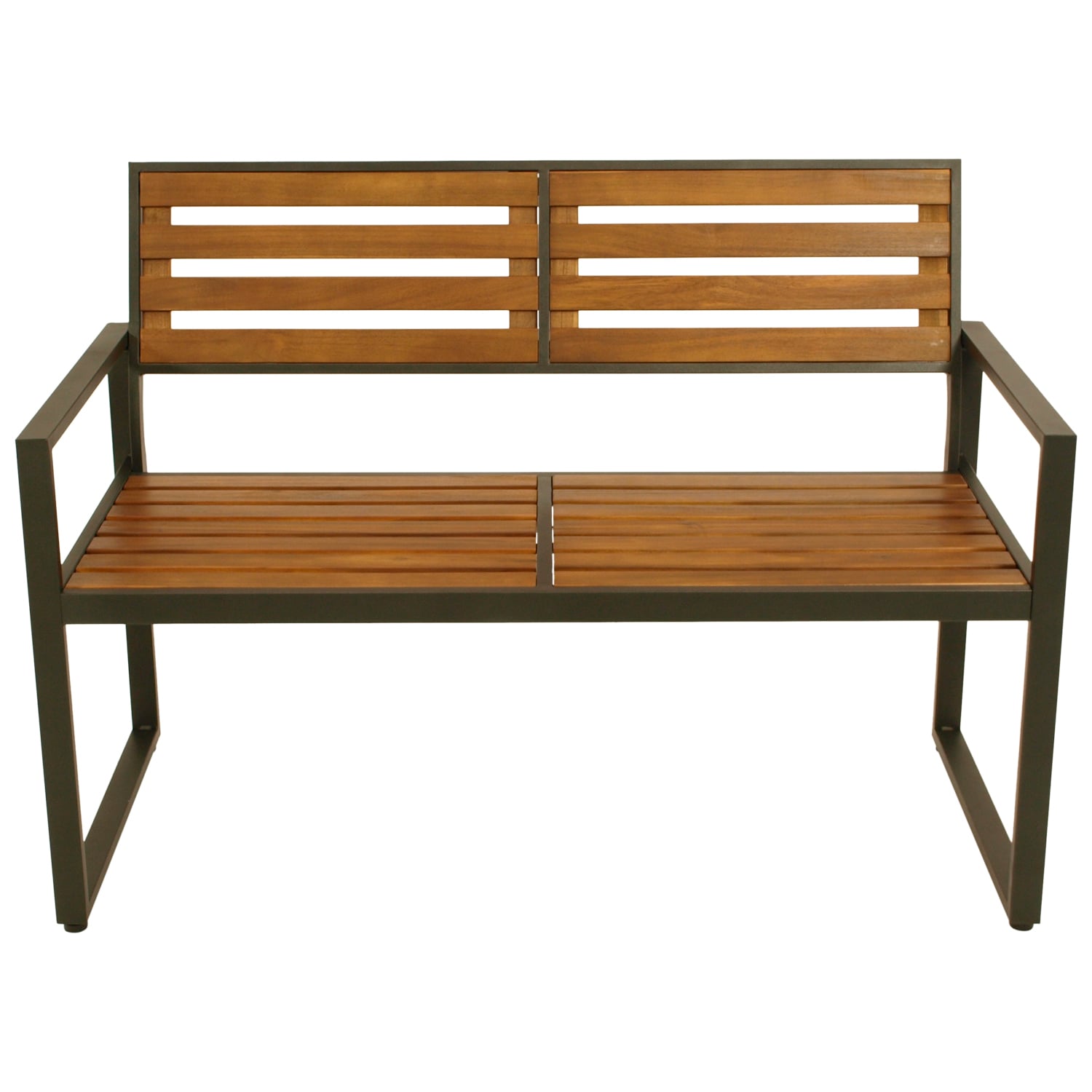 Gartenbank 2-sitzer Stahl anthrazit + Akazie 1 Gartenbank 2-sitzer Stahl anthrazit + Akazie