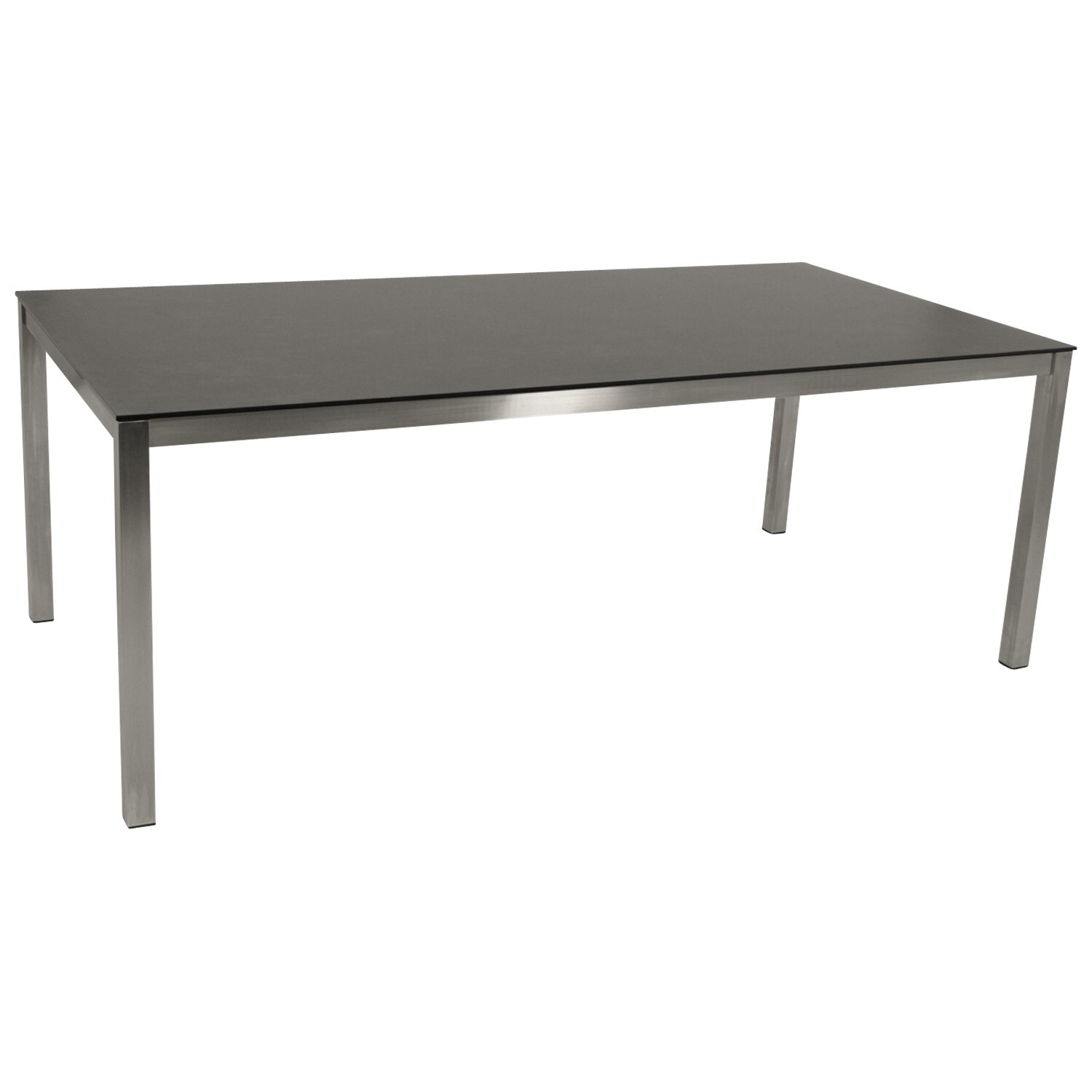 Gartentisch 200x100cm, Edelstahl poliert + Glas in Keramikoptik 1 Gartentisch 200x100cm, Edelstahl poliert + Glas in Keramikoptik