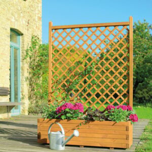 Holz-Blumenkasten mit Rankgitter