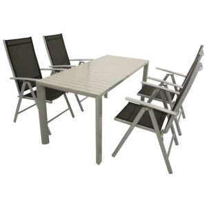 Garnitur 5-teilig, Ausziehtisch, Aluminium/Textillene