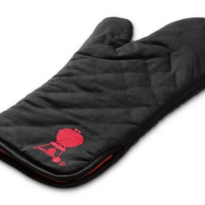 Grillhandschuh schwarz mit rotem Kettle