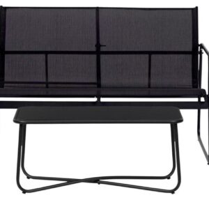 Lounge-Set 4-teilig, schwarz, Metall