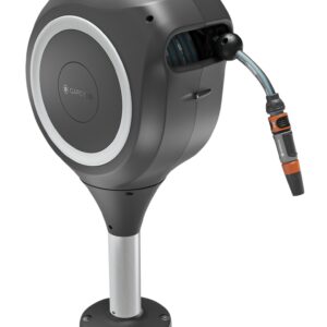 Terrassen-Schlauchbox RollUp S, 15m Schlauch, weiß, automatisches Aufrollen