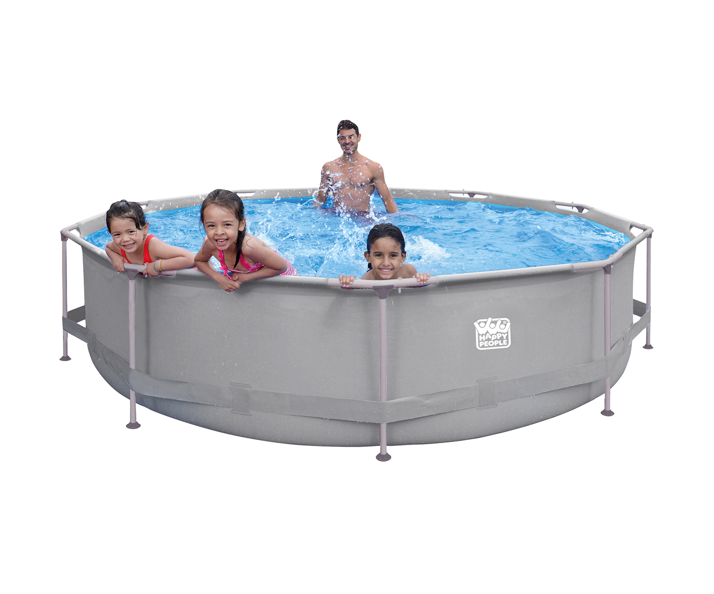 Stahlrahmenpool-Set mit Filterpumpe, grau