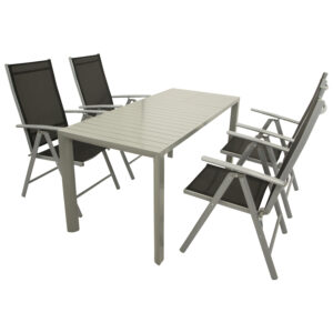 Garnitur 5-teilig, Ausziehtisch, Aluminium/Textillene