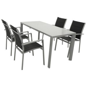 Garnitur 5-teilig, Ausziehtisch, Aluminium/Textillene